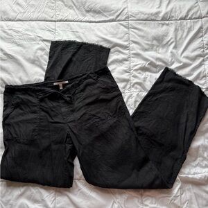 Victorias Secret Black Low-Rise Wide Leg Linen Pants Size 8